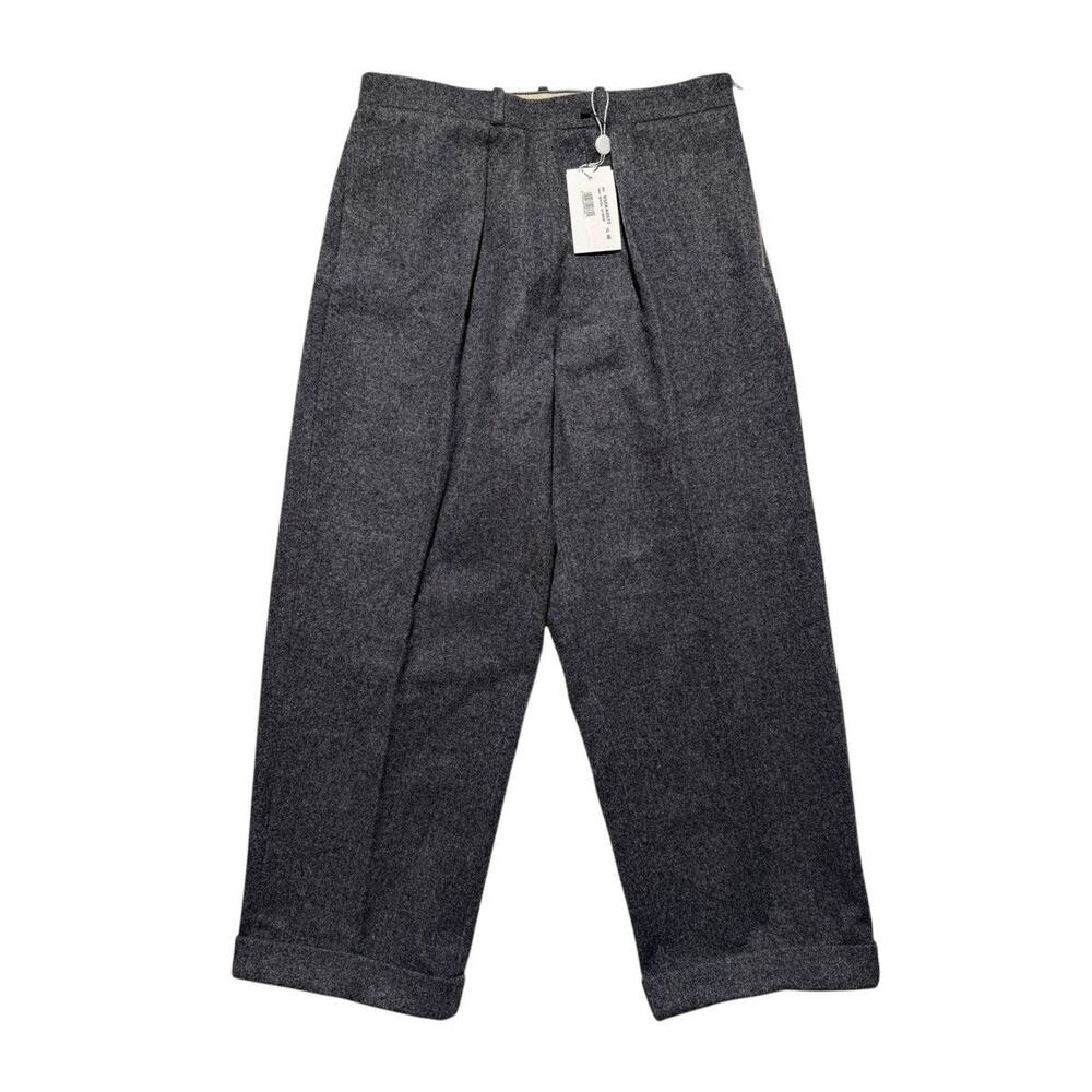 Pleated side zip wide leg trouser